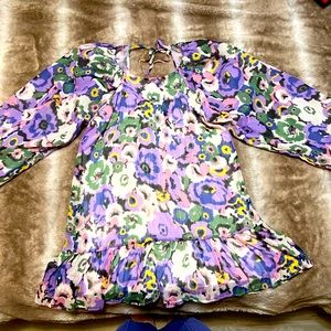 Floral Puff sleeve tie back dress in free size